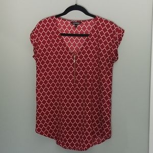 Express zip front cap sleeve portofino shirt